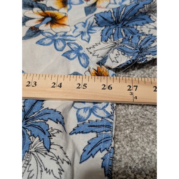 Arizona Jean Shirt Mens Sz XL Button Down Hawaiian Tropical White Blue Flora - Picture 6 of 7